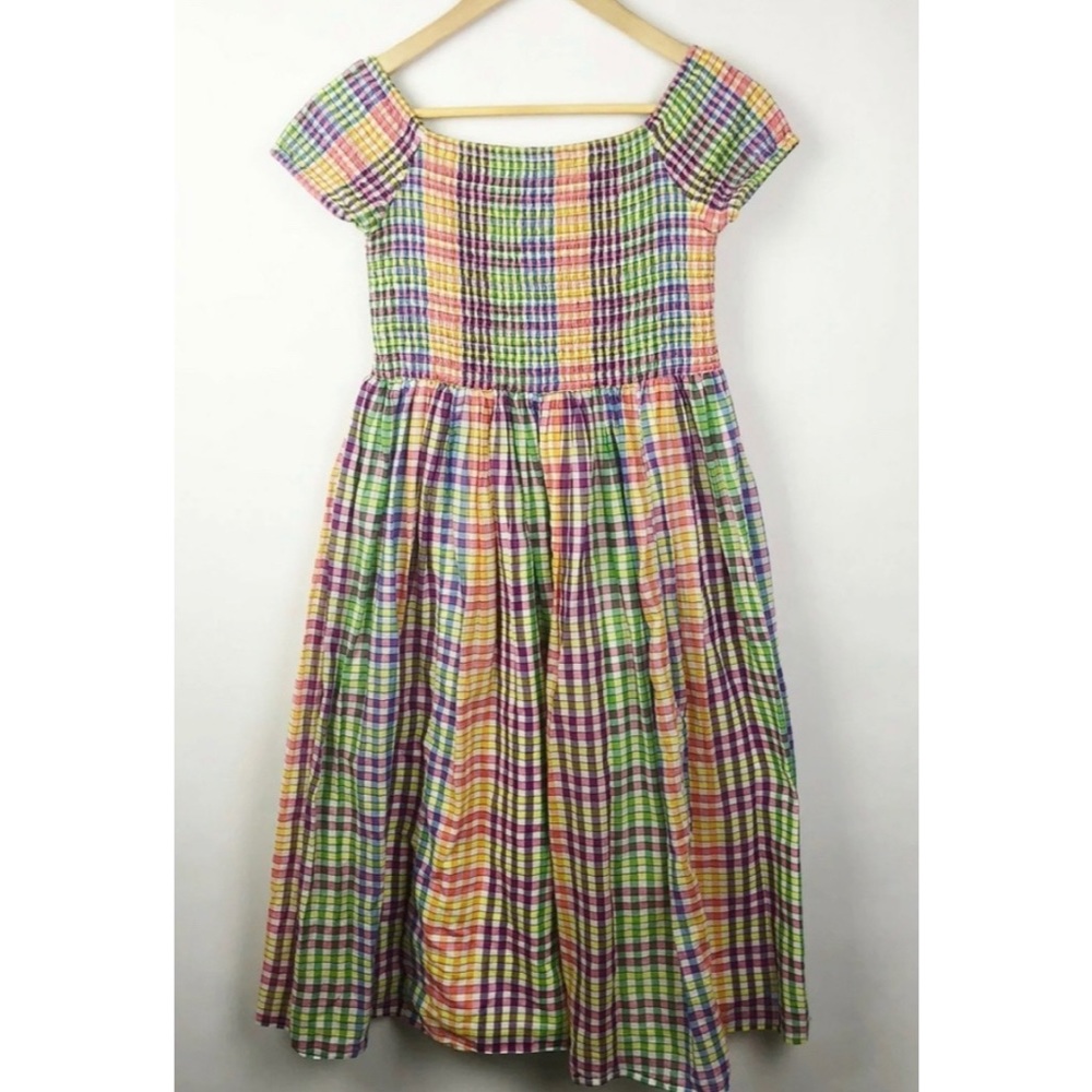 J. Crew Girl's Smocked Dress In Rainbow - Picture 5 of 7